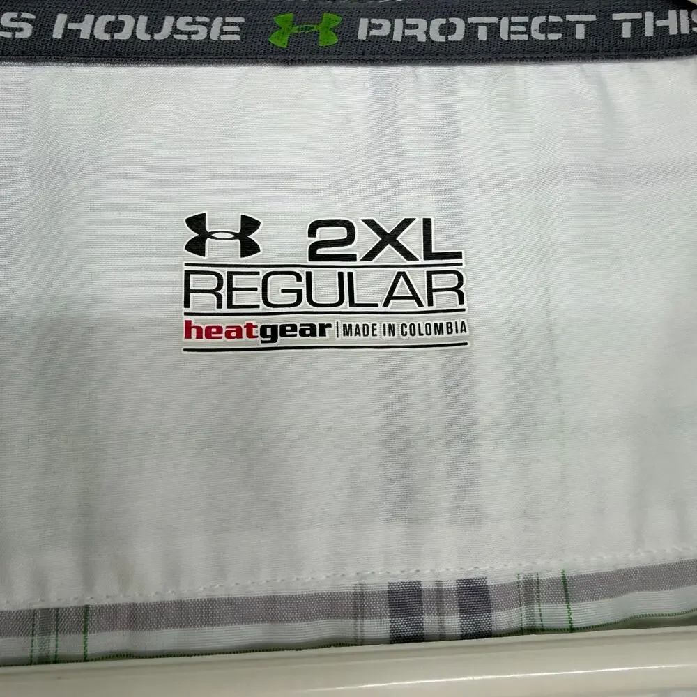 Under Armour HeatGear Plaid Button-Down Shirt — Size 2XL - Picture 10 of 15
